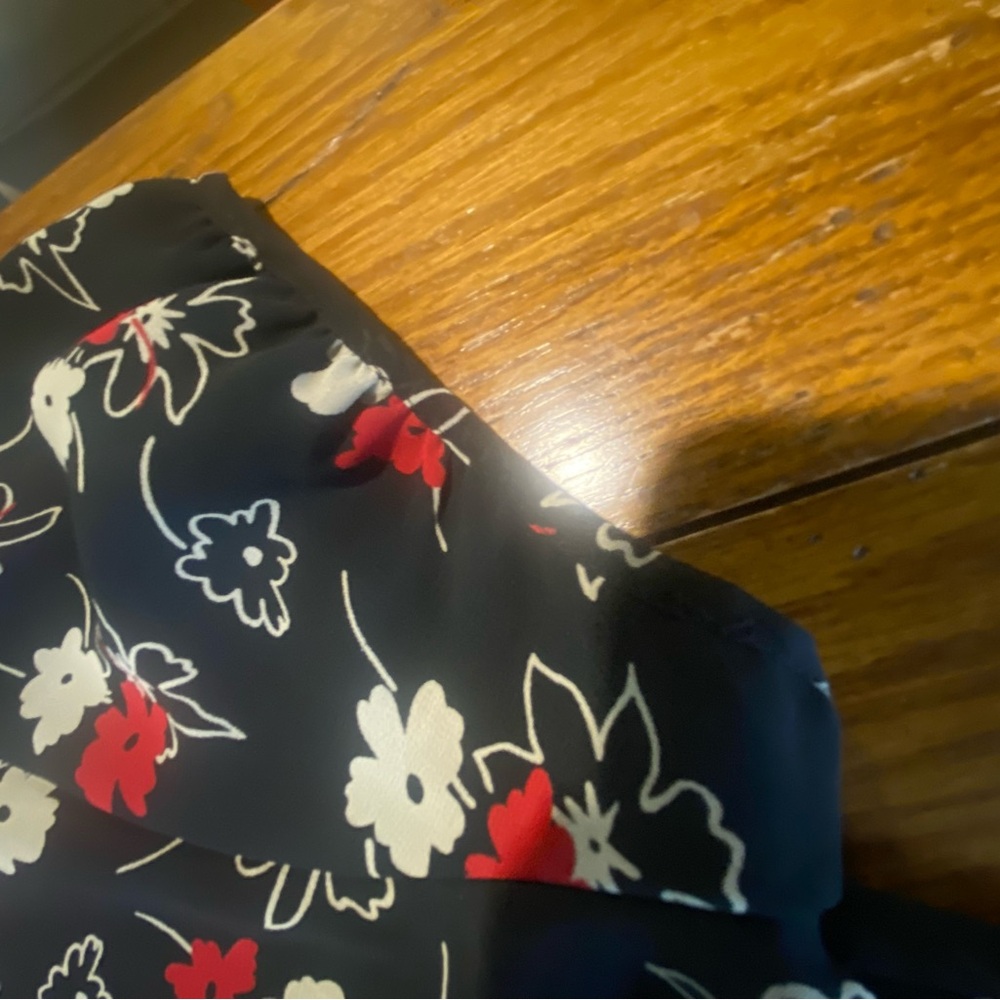 Floral Black Dress with Red and White Accents. ANN TAYLOR Size 12 - Picture 3 of 5